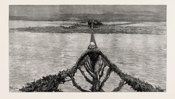 THE FIGHTING NEAR GILGIT ON THE NORTH-WESTERN FRONTIER OF INDIA: CROSSING THE ROPE BRIDGE OVER THE