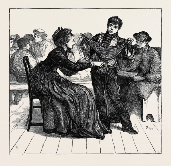 HOME FOR NEWS-BOYS IN THE METROPOLIS: BUYING CLOTHES OF THE MATRON
