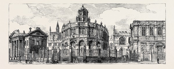 OXFORD: THE OLD ASHMOLEAN, THE SHELDONIAN THEATRE, FROM BROAD STREET