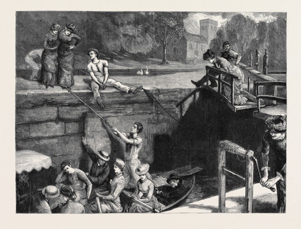 OXFORD: A PICNIC TO NUNEHAM: IN IFFLEY LOCK,  " WINDING UP THE COMPANY "