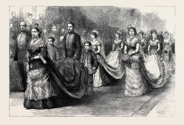 THE WEDDING PROCESSION IN ST. GEORGE'S CHAPEL: THE SECOND PROCESSION, HER MAJESTY THE QUEEN AND THE