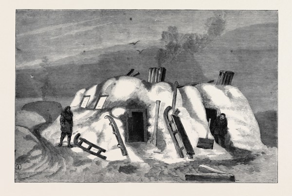 THE SURVIVORS OF THE "JEANNETTE" IN SIBERIA: EXTERIOR OF A SIBERIAN CONVICT HUT