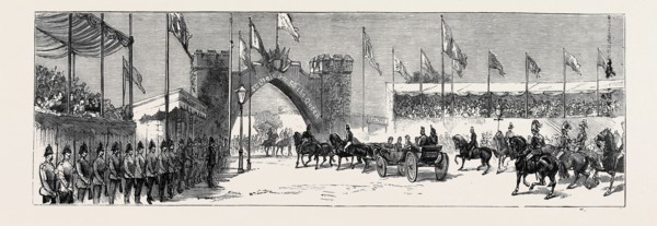 THE QUEEN'S VISIT TO EPPING FOREST: THE ROYAL PROCESSION LEAVING CHINGFORD STATION