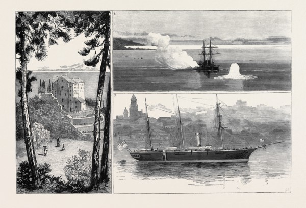 THE QUEEN AT MENTONE: 1. The Monastery of the Annunciation; 2. H.M.S. Inflexible in Harbour: "A