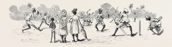 ROUND THE WORLD YACHTING IN THE "CEYLON," MADRAS: NATIVE CRICKETERS