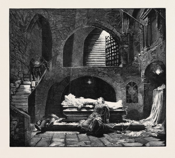 "ROMEO AND JULIET" AT THE LYCEUM THEATRE, ACT V. SCENE IV.; Friar Laurence: "Romeo! O pale! Who