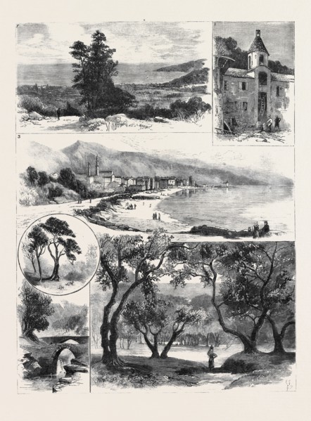 HER MAJESTY'S VISIT TO MENTONE: 1. A Mule Path Near Mentone; 2. An Olive Mill, Mlntone; 3. Mentone,