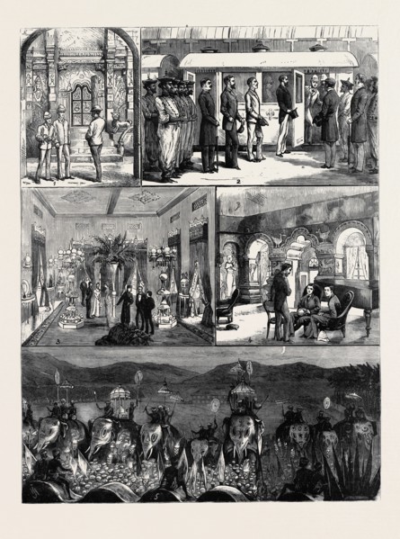 THE YOUNG PRINCES ON THEIR CRUISE: 1. Inner Door of the Maligawa, Buddhist Temple, Kandy, Ceylon; 2