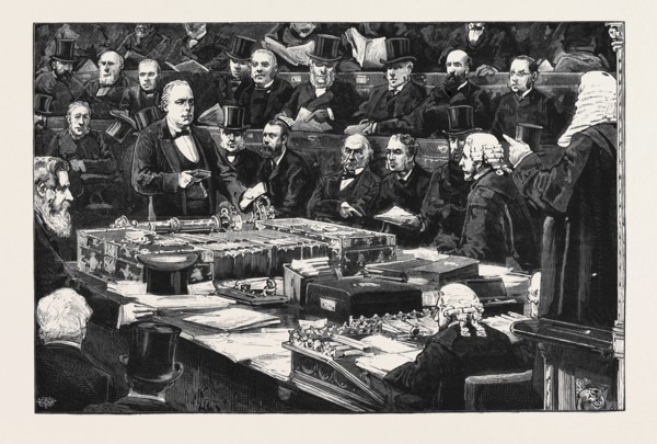 MR. BRADLAUGH TAKING THE OATH IN THE HOUSE OF COMMONS