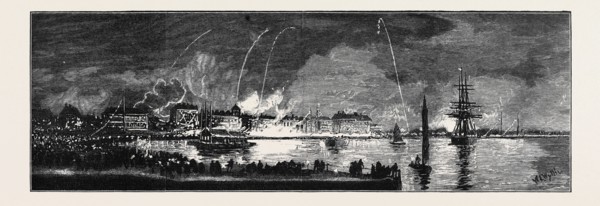 THE YOUNG PRINCES ON THEIR CRUISE, SHANGHAI: ILLUMINATIONS AND PARADE OF THE FIRE-BRIGADE