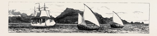 THE SLAVE TRADE ON THE EAST COAST OF AFRICA: H.M.S. "PHILOMEL"  CHASING SLAVE DHOWS IN THE STRAITS
