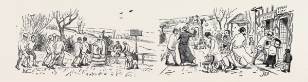 OUR GREAT FOOTBALL MATCH, "PELICANS" versus "PHANTOMS": VANQUISHED (LEFT), VICTORS (RIGHT)