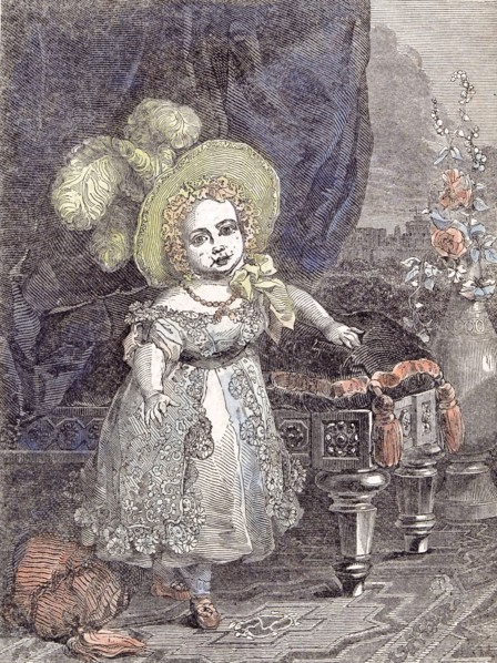 His royal highness Albert Edward prince of wales in 1843, interior; hat; child fashion; flowers;