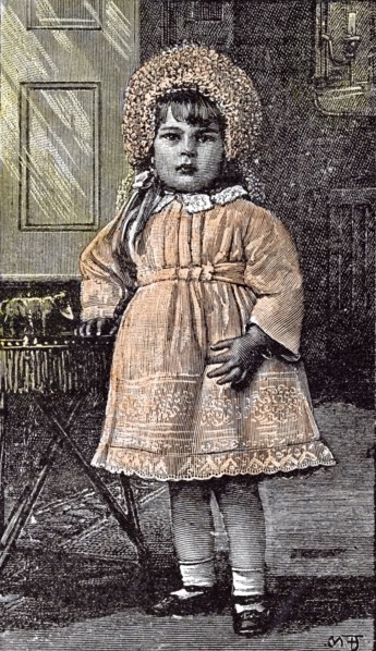 Girl in St Michael's Orphanage, Sevenoaks, Kent, Britain 1892, fashion; interior, hat; childhood;