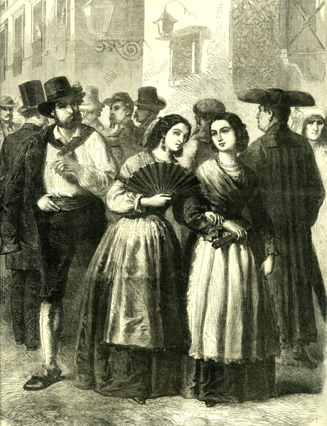 Holy Week; Rome; Italy; 1866; villagers assembling for Religious Services