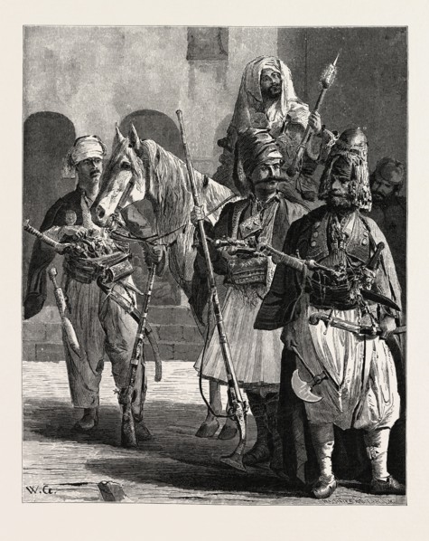 ALBANIAN MERCENARIES.  Egypt, engraving 1879