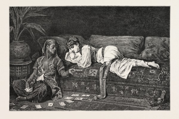 Time in the harem.  Egypt, engraving 1879
