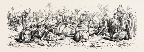 Pilgrims. Egypt, engraving 1879