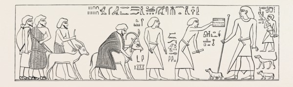 SEMITES ENTERING INTO THE NOME OF MAH. Egypt, engraving 1879