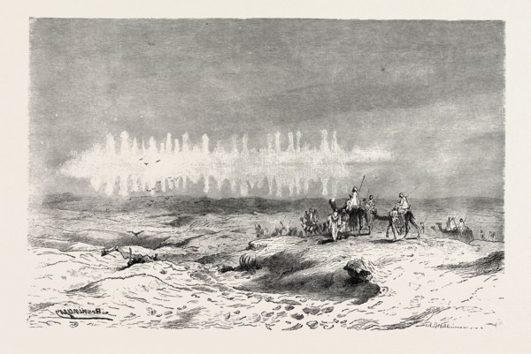 THE MIRAGE. Egypt, engraving 1879