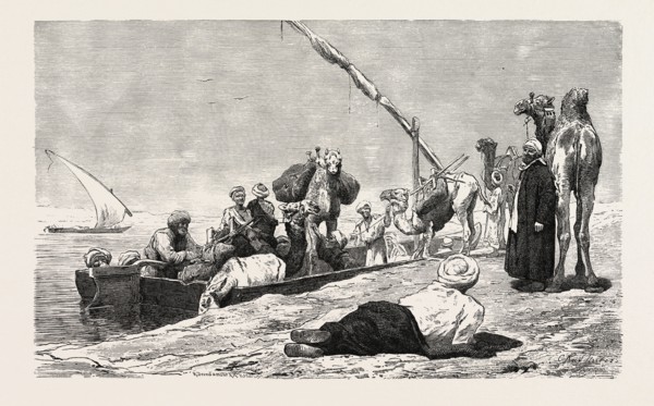 FELLAH FERRY BETWEEN KENEH AND DENDERA. Egypt, engraving 1879