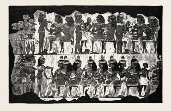 OLD EGYPTIAN REPRESENTATION OF A PARTY. Egypt, engraving 1879
