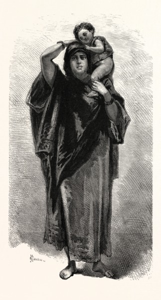 fellah woman of Karnak. Egypt, engraving 1879