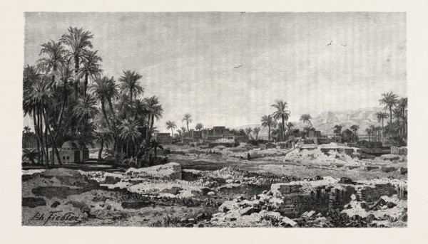 VILLAGE OF KARNAK. Egypt, engraving 1879