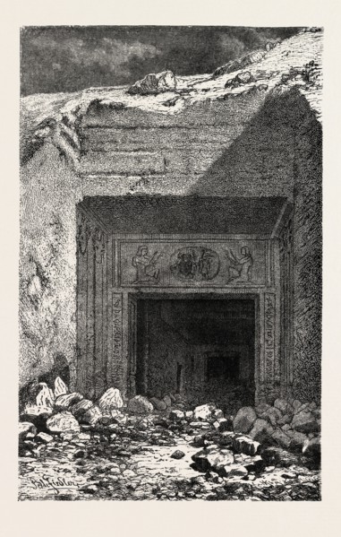 ENTRANCE OF A RING'S TOMB IN BIBAN EL-MULOOK. Egypt, engraving 1879