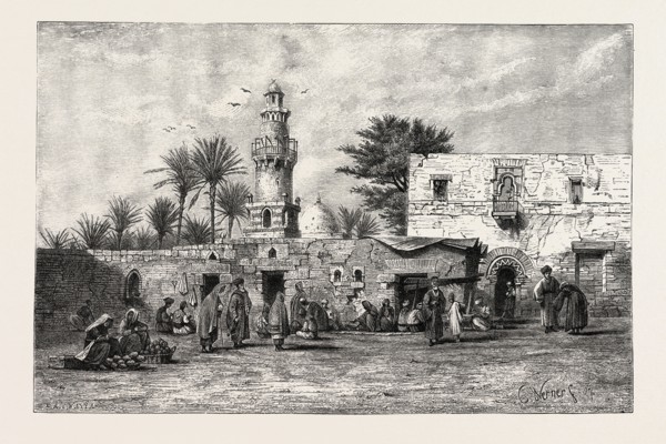 MARKET IN ESNEH. Egypt, engraving 1879