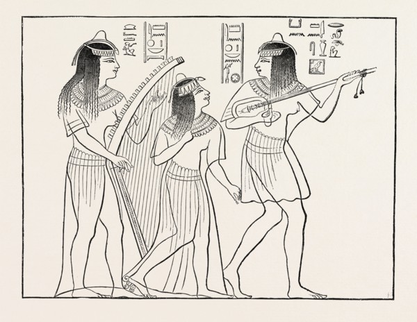OLD EGYPTIAN MUSICIANS. Egypt, engraving 1879