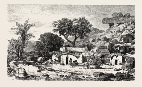 Village near Assouan,  Egypt, engraving 1879