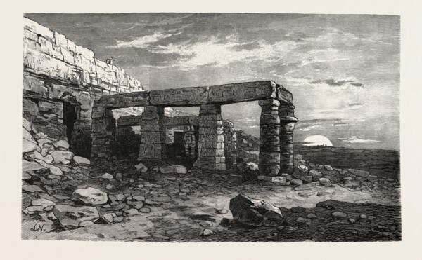 ROCK-TEMPLE OF GIRSHEH. Egypt, engraving 1879