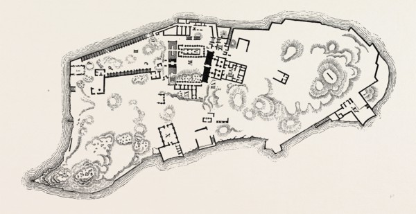 PLAN OF THE ISLAND OF PHILAE. Egypt, engraving 1879