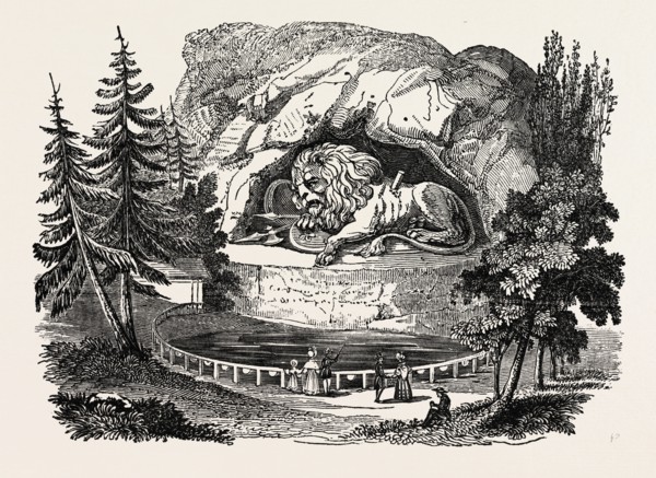 THE LION OF THORWALDSEN. Bertel Thorvaldsen, ca. 1770  1844, was a Danish sculptor