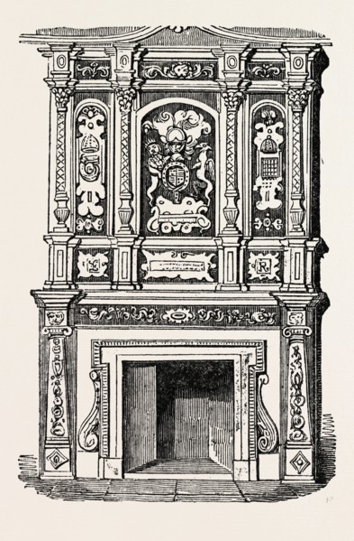 Chimney piece in Queen Elizabeth's Palace, at Enfield, UK