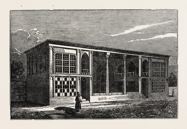 FRONT VIEW OF A PALACE AT ISFAHAN. Ispahan, Sepahan or Hispahan, is the capital of Isfahan Province