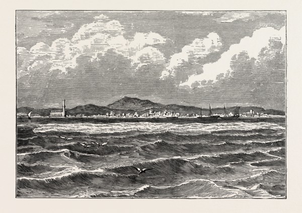 VIEW OF MOCHA, ARABIA. Mocha, Yemen, Red Sea port and source of mocha coffee