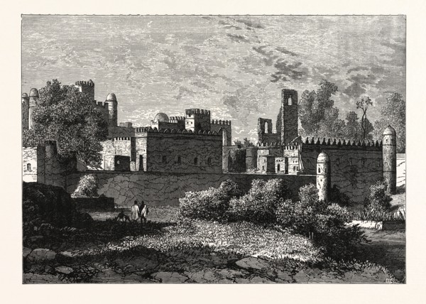 THE ROYAL PALACE AT GONDAR, THE ANCIENT CAPITAL OF ABYSSINIA.  Ethiopia, Ethiopian Empire. Gondar