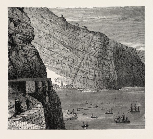 VIEW OF ST. HELENA (JAMESTOWN, AND THE LADDER OF 600 STEPS UP LADDER HILL; FROM MUNDEN'S BATTERY).