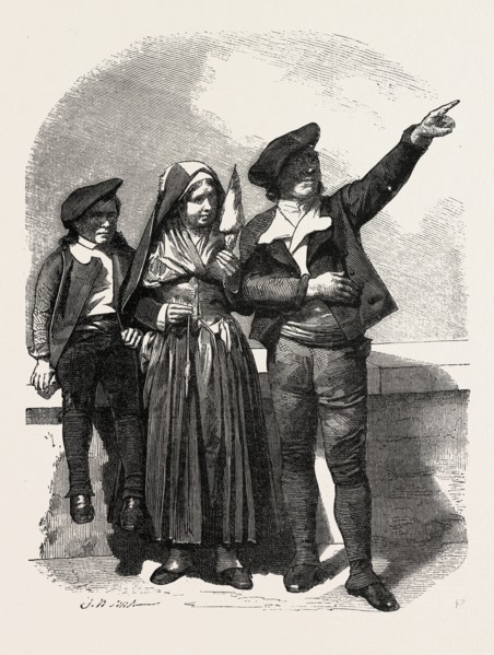 Pyrenean Mountaineers, France. engraving 1855