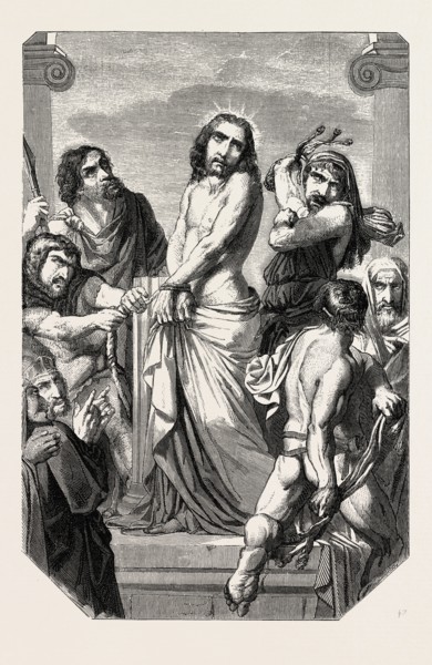 Salon of 1855, The Flagellation painting by M. Henri Lehman. engraving 1855