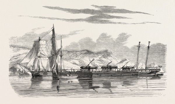 Russian ships before Yeni-Kaleh. engraving 1855