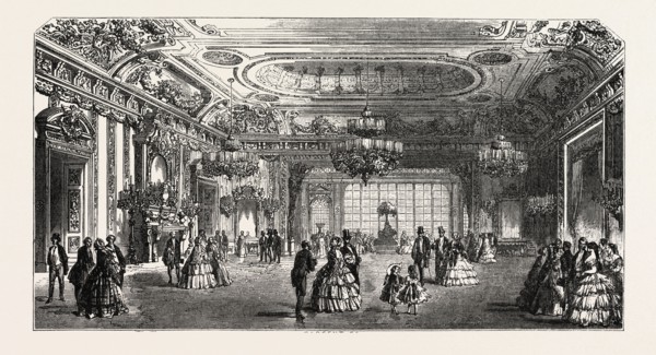 Palace of Versailles, Louis XIV The lounge. engraving 1855