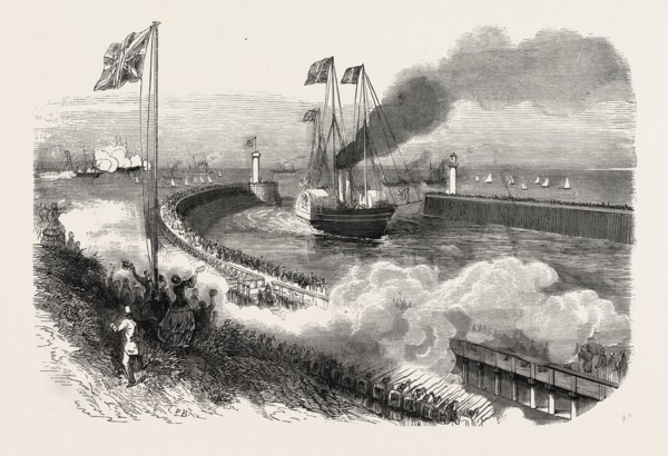 Entrance of the Queen of England in the port of Boulogne, on board the yacht Victoria and Albert,