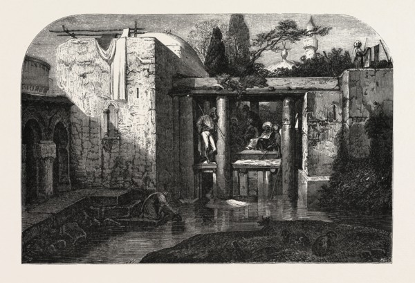 A coffee in Asia Minor, painting by Decamps. engraving 1855