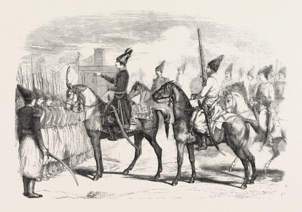 Nasradin Shah, king of Persia. engraving 1855