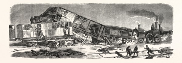 Accident happened on the Versailles Railway (left bank), September 9, 1855, France. Engraving