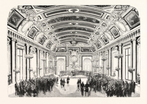 Day given by the exhibitors in the Hotel du Louvre. The reception room. France, 1855. Paris,