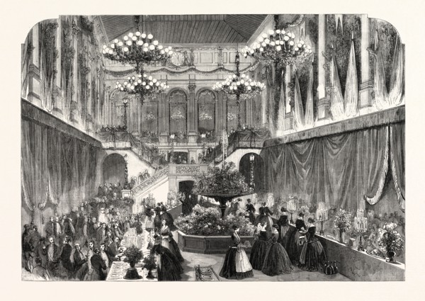 Day provided by exhibitors. The courtyard of the Louvre transformed for the buffet. Paris, France,